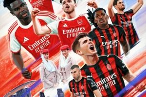 阿森纳社媒发布友谊赛战米兰海报：萨卡、厄德高VS普利西奇、莱奥